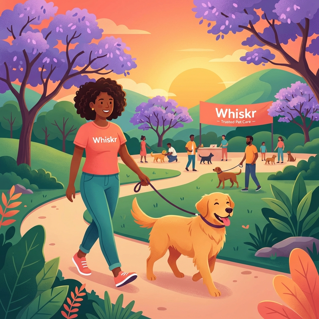Whiskr Pet Sitter walking a dog